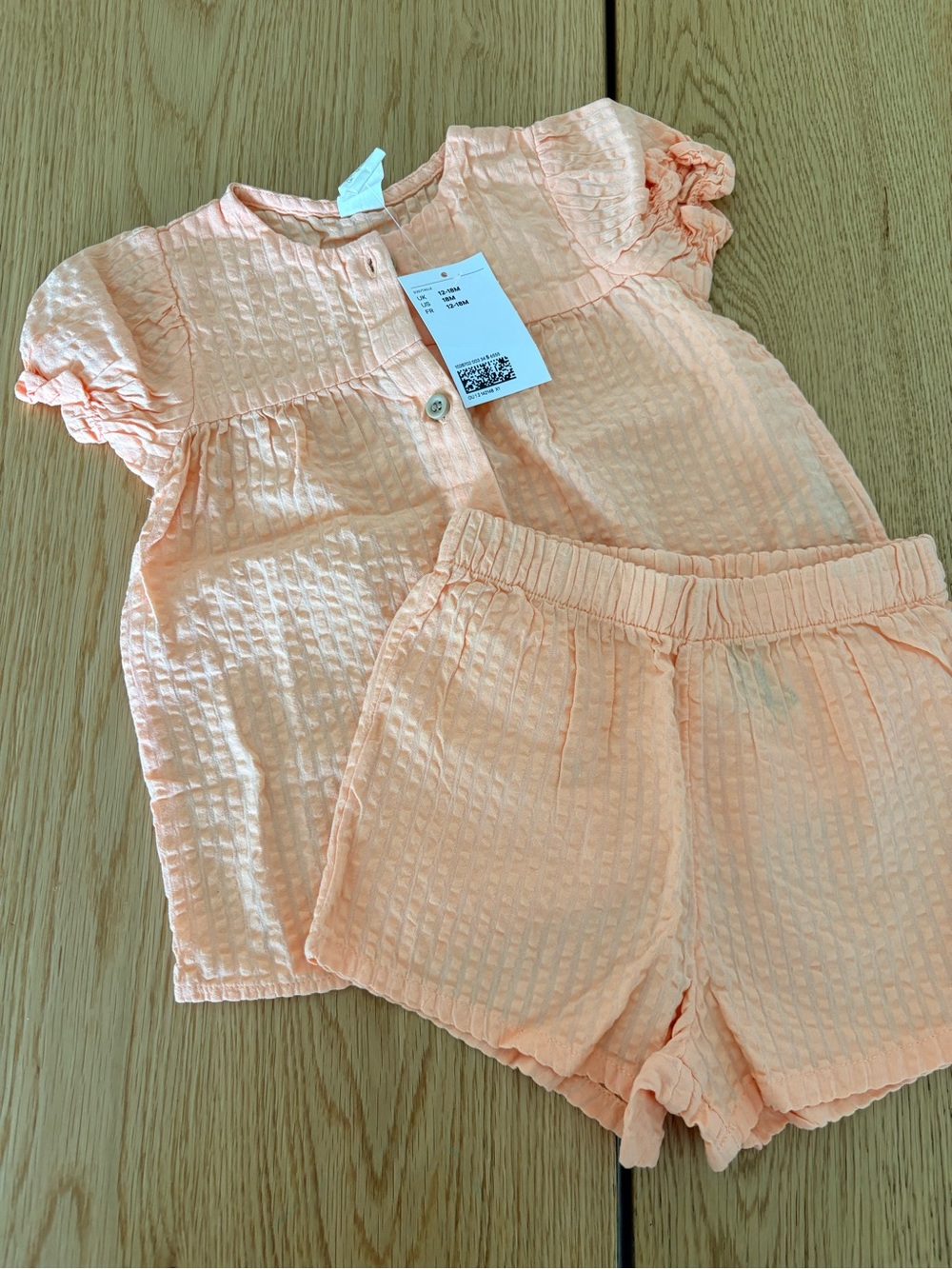 H&M Peach Textured Two-Piece Baby Girl Set
